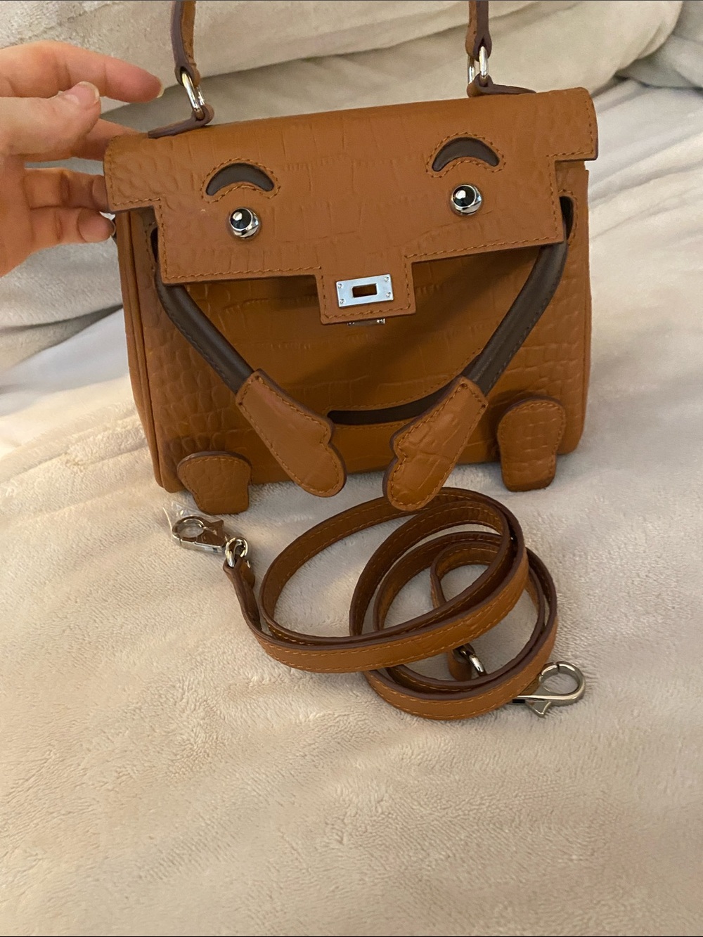 20cm brown milk chocolate leather crocodile doll idolle top handle Kelly Bag - Picture 10 of 10